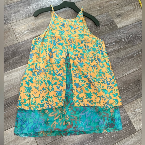 🛍️ Go fish.  muster yellow/ green sleeveless dress. Great condition. - Picture 3 of 9